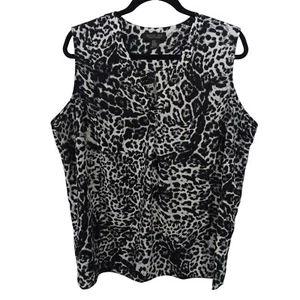 Rachael Zoe Womens Blouse Size 2X Sleeveless Top Animal Print Casual Office - Picture 1 of 7