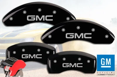 Juego de 4 cubiertas de pinza de disco de freno MGP negras delanteras + traseras para terreno "GMC" 2010-2017 Foto 1 de 4