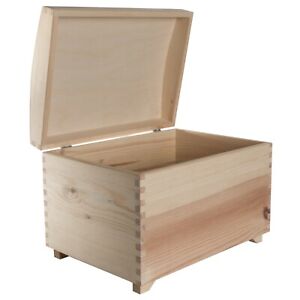 Large Wooden Treasure Chest Storage Toys Box/Unpainted Plain Wood Pirate Boxes 