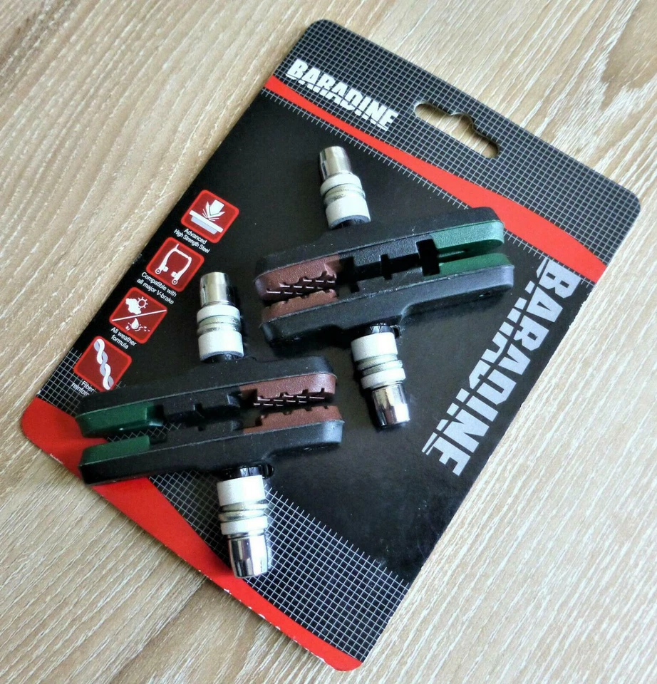 Bicycle brake pads V-brake 4 all weather brake shoes 3 colors for rim brakes - Image 1 of 1