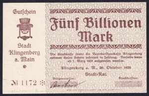 Deutschland, Germany, Klingenberg a. Main - 5 Billionen Mark, 1923 ! - Bild 1 von 1