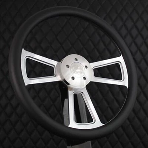 18" Billet Aluminum Steering Wheel Big Rig Black Vinyl 5 Hole Semi Truck - Bild 1 von 6