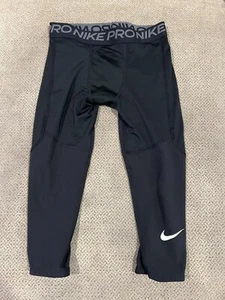 Boys Nike Pro 3/4 spandex Black Compression Tights Large - Picture 1 of 1