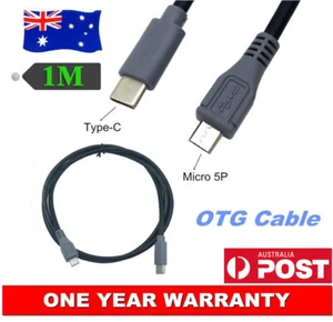 USB Type C (USB-C) to Micro B (Micro USB) Cable Remote Controller Data Charger - Foto 1 di 1