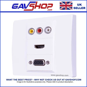 1 Gang Multimedia Wallplate with HDMI, VGA & 3 Phonos Ideal for Retro Gamers - Picture 1 of 6