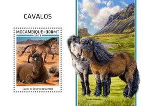 Horses MNH Stamps 2018 Mozambique S/S - Picture 1 of 1