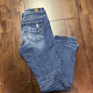 BKE Payton straight leg jeans women’s 35X31.5 (tag 32”w) whiskered western - Picture 1 of 10