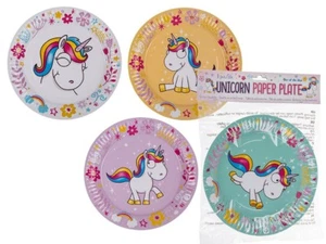8 Stück süße Einhorn Pappteller 23 cm zauberhaftes Partygeschirr - Bild 1 von 1