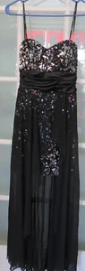 Size 7 juniors sequin formal gown dress sheer cocktail hi low womens long dance - Picture 1 of 6
