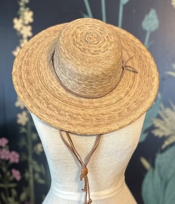 De Colección Sombrero de Paja Tula de Austin TX Ala Ancha Hecho a Medida en México Correa para la Barbilla Playa Foto 1 de 4