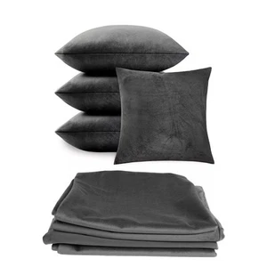 4 Pack Velvet Cushion Cover Square Decor Bed Sofa 45x45cm dark grey - Picture 1 of 5