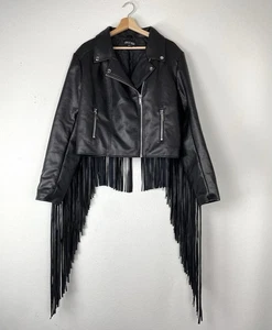 Current Mood Moto Goth Western Kunstleder lange Fransen Biker Jacke Gr. XXL - Bild 1 von 8