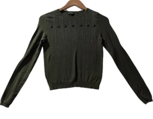 Maglione Express verde oliva borchie occhielli Y2K Fairycore donna piccolo - Foto 1 di 7