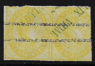 Venezuela: 1871; Scott 026, pair, cancellation courrier, yellow color, EBVE114 - Image 1 of 2