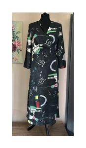 Oliver Bonas Black Wonderful Abstract Print Midi Wrap Dress Uk Size 8 BNWT - Picture 1 of 15