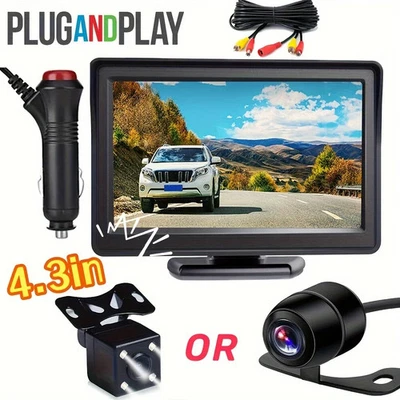Car Backup Monitor Camera 4.3" Vehicle Rear View Reverse Parking Night Vision - Image 1 of 4