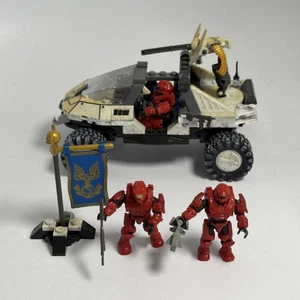 Mega Bloks Halo UNSC white Snow Warthog Set 3 spartans red rare Set 99% Complete - Picture 1 of 19