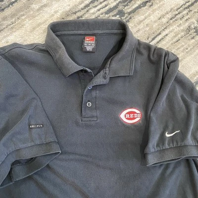 Vintage Nike Cincinnati Reds Polo Shirt Black XL Extra Large MLB Dri-Fit Golf - Image 1 of 4