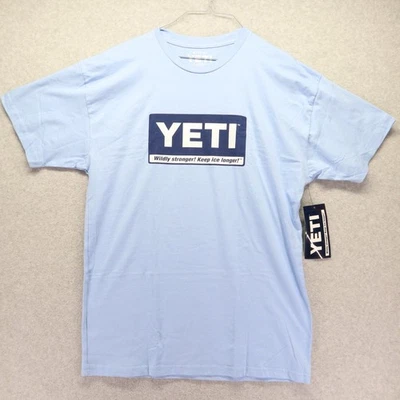 Camiseta YETI Para Hombre Grande Informal Cuello Redondo Logo Camiseta Azul Claro Manga Corta Nueva con Etiquetas Foto 1 de 4