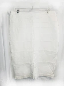 White Thalian Women's Skirt Straight & Pencil Back Slit Stretch Waist Tan Size 8 - Picture 1 of 2