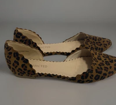 Ограниченные туфли женщин 9 D'Orsay плоскостях леопард коричневый искусственной кожи без шнуровки - Изображение 1 из 4