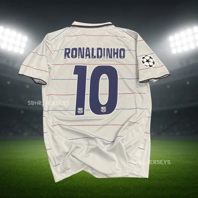 Ronaldinho #10 Barcelona 2003-2004 Champions League Away Short Sleeve Jersey - Image 1 of 4