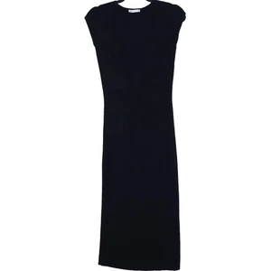 ZARA Terry Knit Sheath Dress Black Sleeveless Mid Length Stretch Women's S - Picture 1 of 13