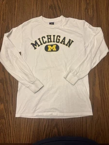 M DEN Michigan Wolverines Langarm T-Shirt Rundhals weiß Größe SM - Bild 1 von 9
