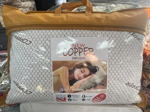 Copper Infused Memory Foam Pillow Cooling Breathable Neck Support Sleep - Picture 1 of 1
