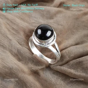 Black Onyx Gemstone 925 Sterling Silver Ring Handmade Jewelry Best Gift - Picture 1 of 5