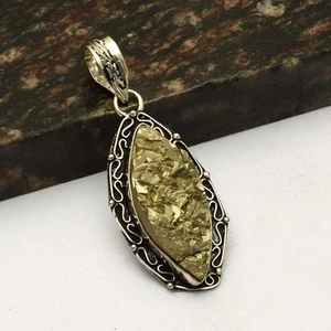 Apache Pyrite Druzy Gemstone Ethnic Pendant Jewelry Gift For Wife 2.2" AP-44640 - Picture 1 of 1