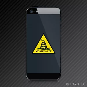 (2x) Calcomanía pegatina para teléfono celular Molon Labe Triangle Don't Tread On Me derechos 2A - Imagen 1 de 1