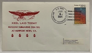 1984 USS DWIGHT EISENHOWER COVER KEEL LAID TODAY NUCLEAR SUBMARINE NAVAL COVER - Picture 1 of 2