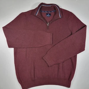 Ben Sherman Herren Pullover Sweater Mock Neck 1/4 Zip weinrot Gr. XL - Bild 1 von 9