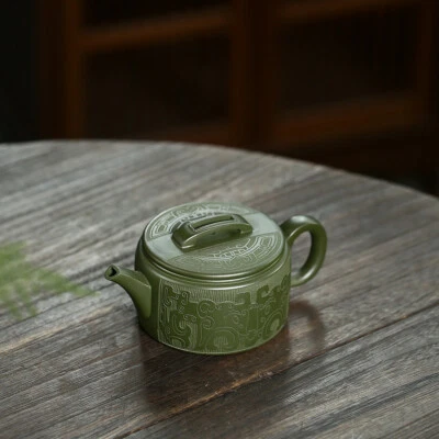 Tetera Hanwa Tallada Hecha a Mano Gran Apertura Boca Marcada Yixing Zisha Arcilla Nueva Foto 1 de 4