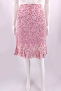 Escada Rock 100 % Seide Rüschensaum rosa Blumen Größe 38 US 8 - Bild 1 von 6