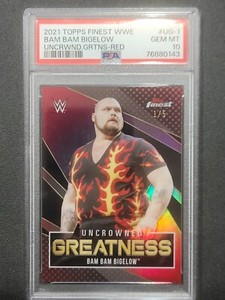 2021 Finest WWE Uncrowned Greatness Bam Bam Bigelow Refractor RED 1/5 PSA 10