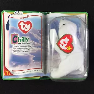 Vintage 1999 McDonald's TY Chilly The Polar Bear Mini Beanie Baby Tag Errors - Bild 1 von 5