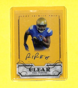 2016 Leaf Trinity Paul Perkins Clear Auto Autograph Rookie Card