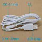 10pcs 1.2M/4ft 20AWG USB Male To 1.35x3.5mm DC Power Plug Cable Cord Black/White