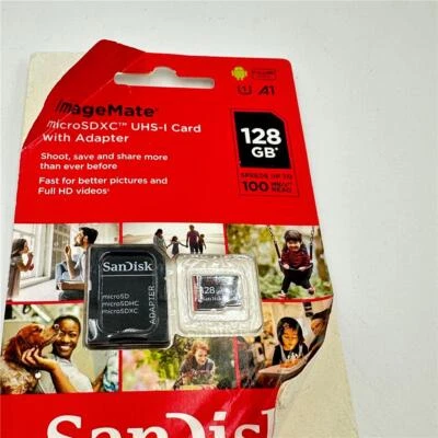 SanDisk 128 GB A1 ImageMate MicroSDXC UHS-I Card With Adapter 100 MB/S Full HD - Image 1 of 3