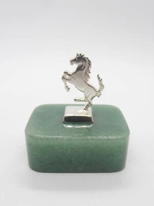 Pony Rampant Silver 925 On Aventurine - Paperweight - Ornament - Picture 1 of 5