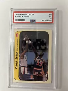 1986 Fleer Sticker Patrick Ewing #6 New York Knicks Rookie RC HOF PSA 5 EX - Picture 1 of 2