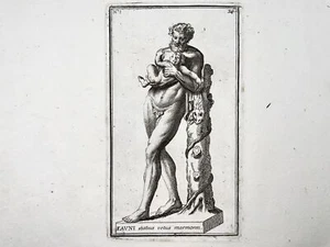 1779 Faun and Child, athlete, engraving, "Calcografia di Roma", mythology - Picture 1 of 2