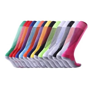 Girls Boys Over The Knee Stripe Socks Thigh High Long Soccer Stockings Leggings - Picture 1 of 11