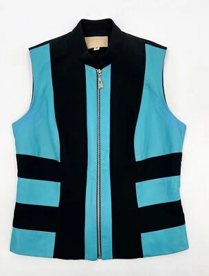 Chaleco Alberto Makali de Colección para Mujer 4 Cuero Azul Forrado con Cremallera Hecho en EE. UU. Foto 1 de 4