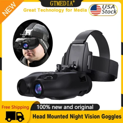 Gafas de visión nocturna montadas en la cabeza de EE. UU. Binoculares HD digitales caza recargables Foto 1 de 4