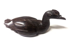 Ironwood Duck Figurine Hand Carved Wooden 7.5" Long - Unique Bird Carving - Picture 1 of 8