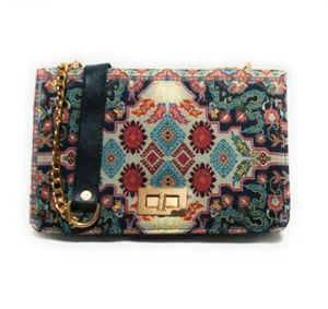 Ladies Turkish Ethnic Abstract Floral Shoulder Cross Body Bag Party Prom Navy - Picture 1 of 6