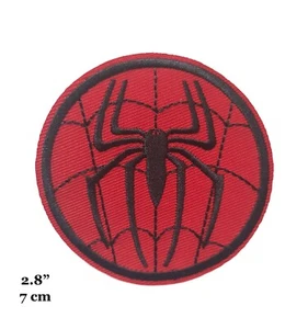 Spiderman Superhero Spider Logo Red Embroidered Iron On Patch - Picture 1 of 2